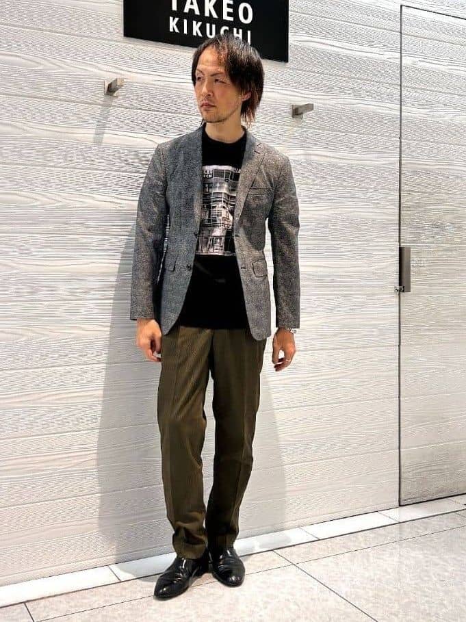 TAKEO KIKUCHIの【抗菌防臭】COOL DOTS(R)ドビープリント ジャケットを使ったコーディネートを紹介します。｜Rakuten Fashion(楽天ファッション／旧楽天ブランドアベニュー)4088254