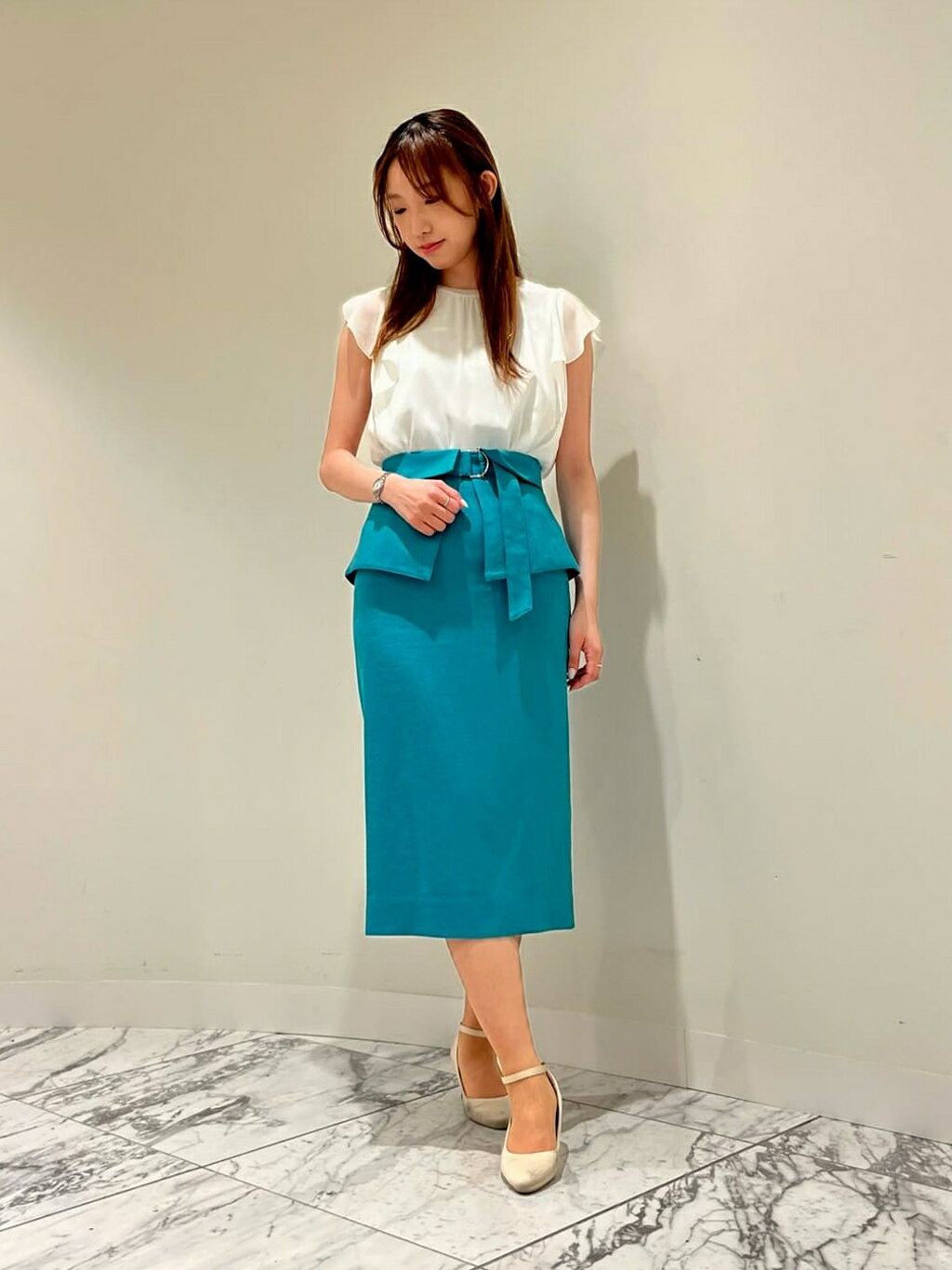 ANAYIのシフォンコンビナローフリルプルオーバーを使った  