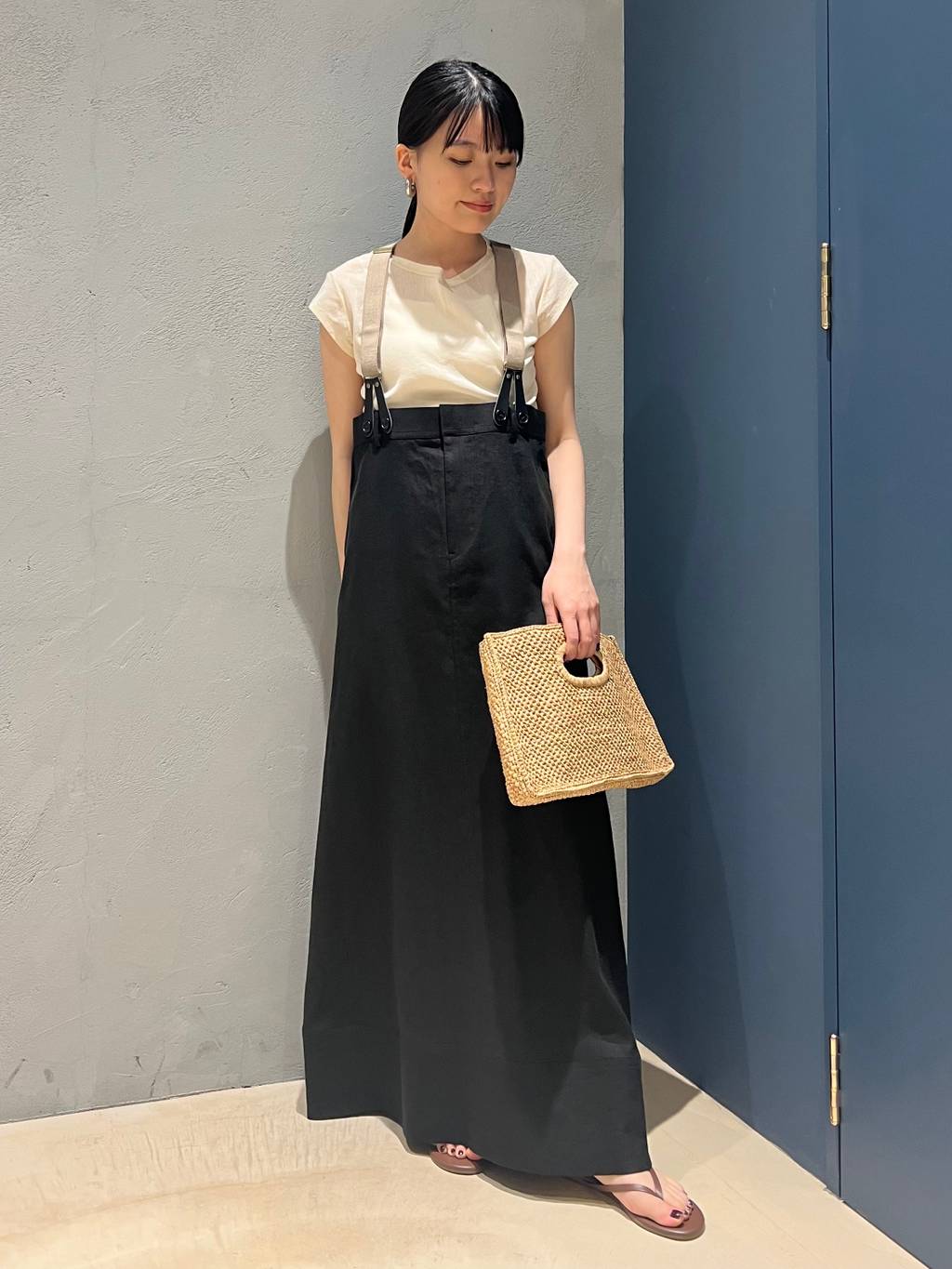 Curensology リネンサスペンダースカート