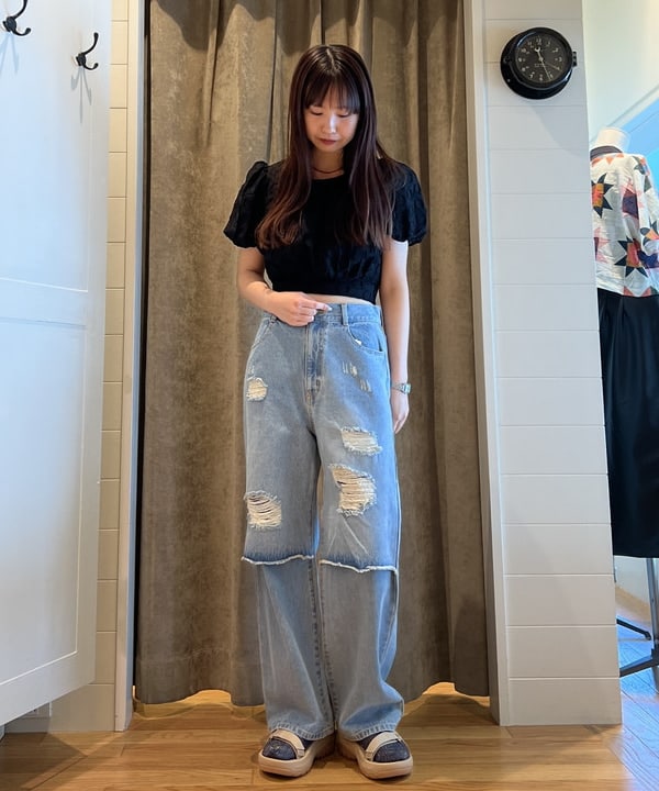 BEAMS WOMENのsister jane / Mara Jacquard Bow Topを使った 