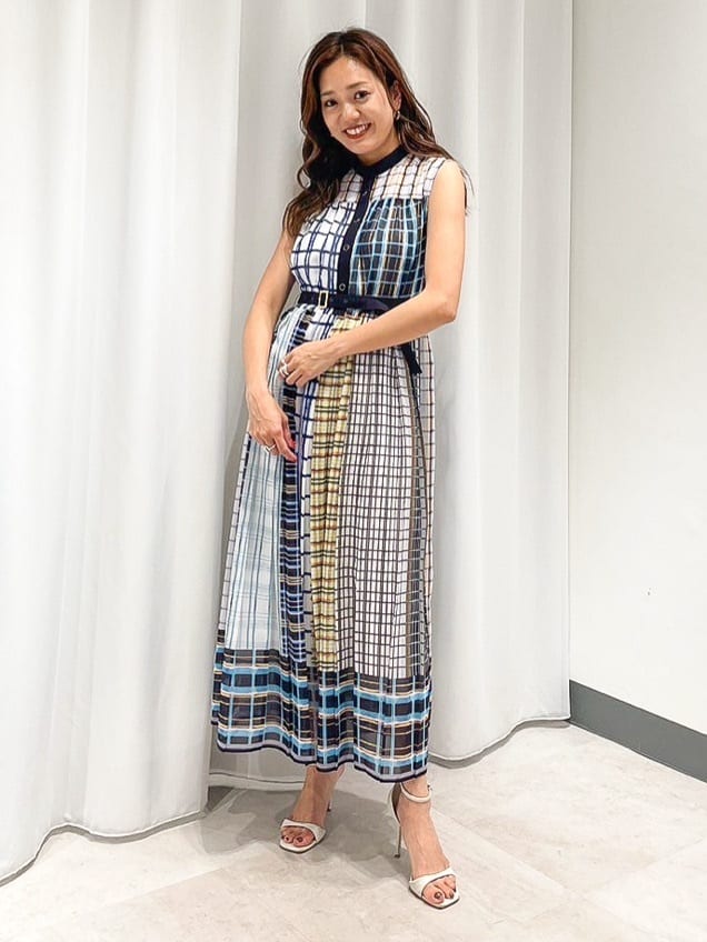 グレースコンチネンタルマルチカラー抽象柄ロングワンピース グレース