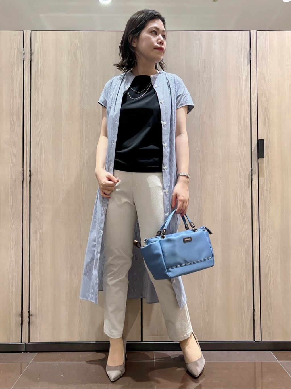 NEWYORKERのストレッチロンドンストライプ シャツワンピースを使ったコーディネートを紹介します。｜Rakuten Fashion(楽天ファッション／旧楽天ブランドアベニュー)4237218