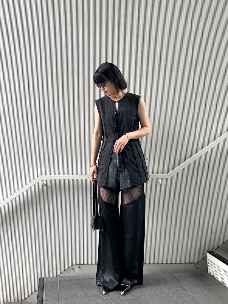 PRANK PROJECTのデニムレースブロッキングパンツ / Denim Lace 