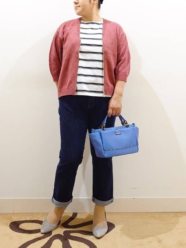NEWYORKERのコットン天竺 5分袖ボーダーバックタックカットソーを使ったコーディネートを紹介します。｜Rakuten Fashion(楽天ファッション／旧楽天ブランドアベニュー)4290601