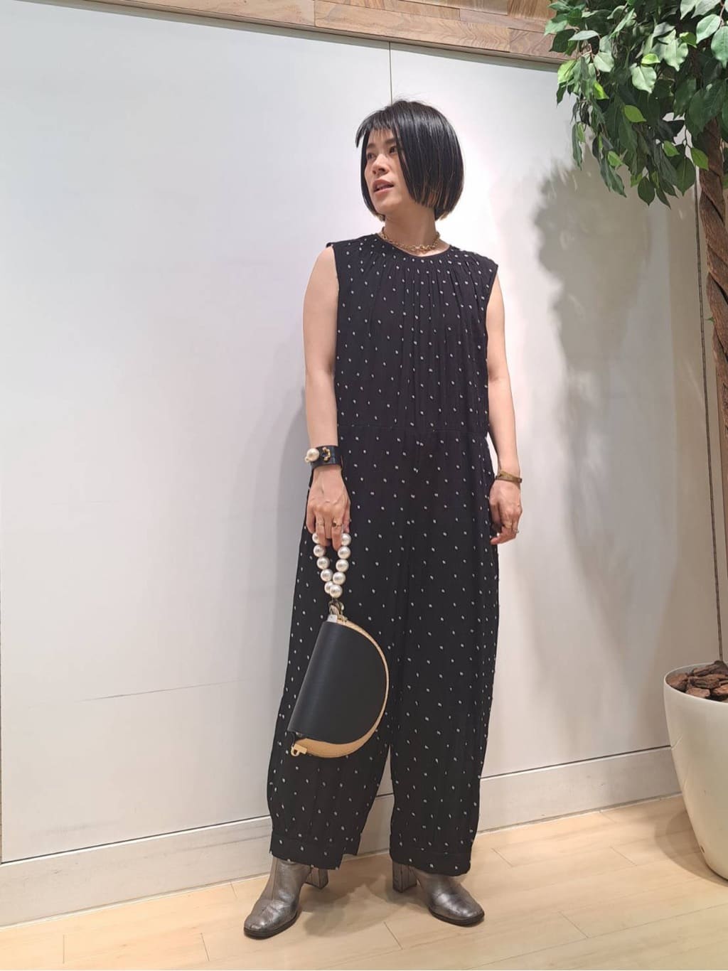 Vinの楊柳ドビードットオールインワンを使ったコーディネートを紹介します。｜Rakuten Fashion(楽天ファッション／旧楽天ブランドアベニュー)4294489