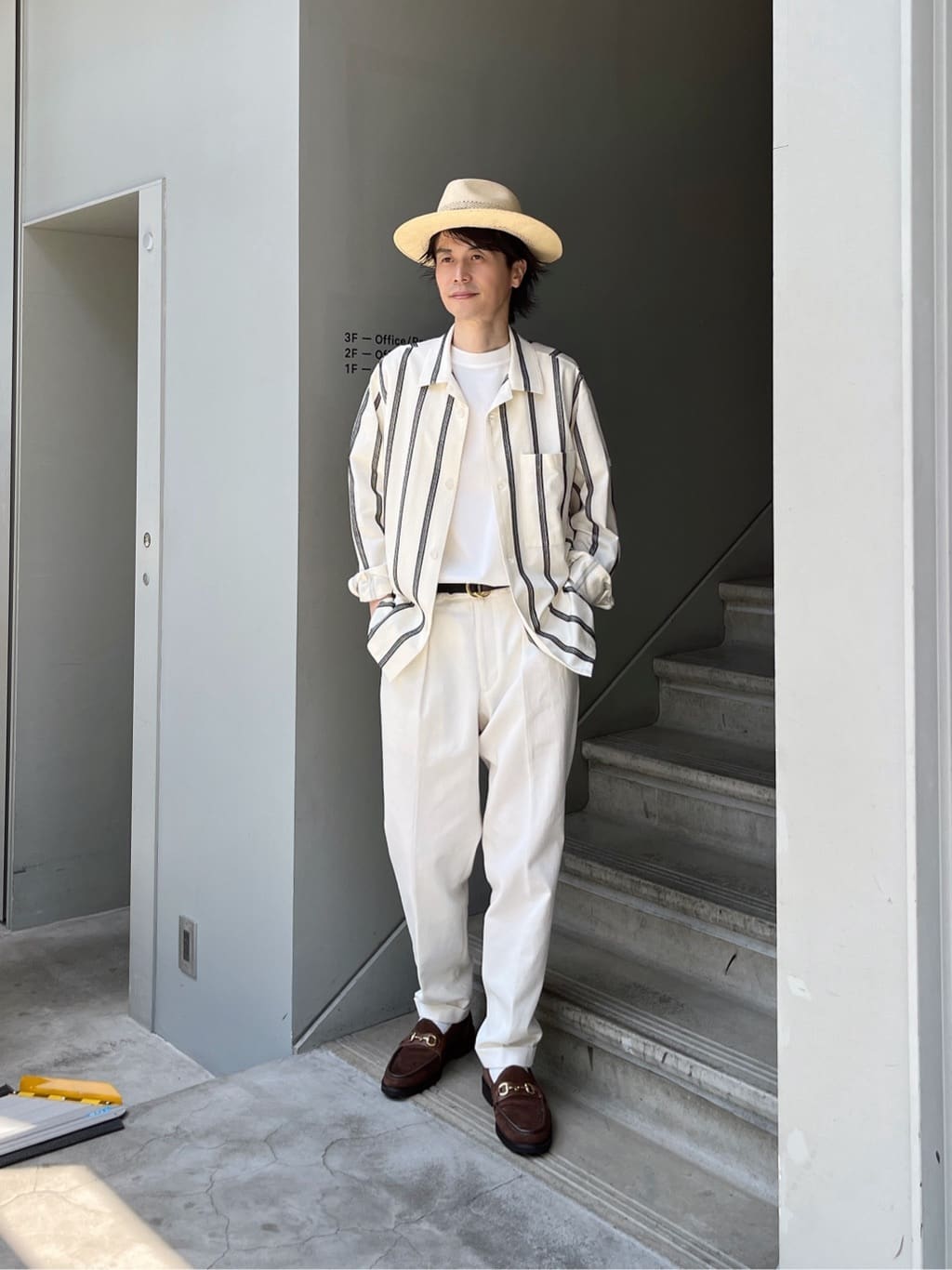 TAKEO KIKUCHIのカラミ ストライプ ジャージー シャツを使ったコーディネートを紹介します。｜Rakuten Fashion(楽天ファッション／旧楽天ブランドアベニュー)4394763