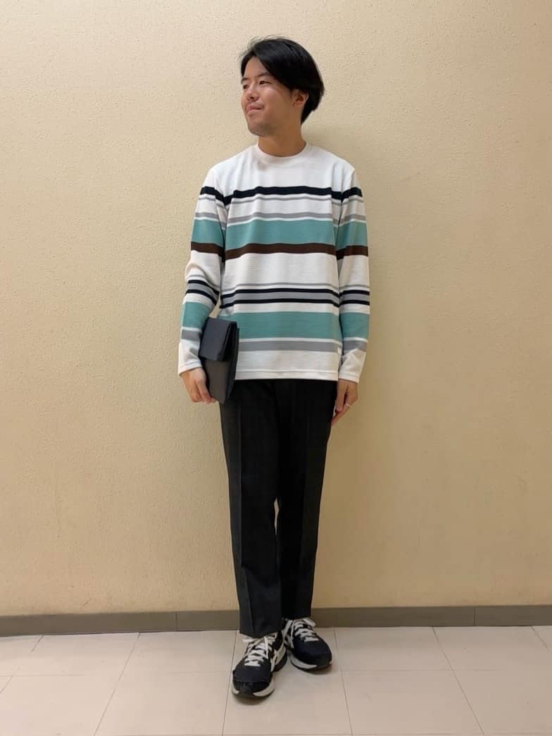 TAKEO KIKUCHIのリップルパネルボーダーカットソーを使ったコーディネートを紹介します。｜Rakuten Fashion(楽天ファッション／旧楽天ブランドアベニュー)4394894