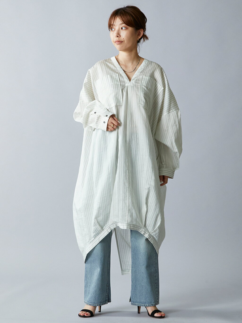 1er Arrondissementの<near.nippon (ニアー ニッポン)>別注シャツワンピースを使ったコーディネートを紹介します。｜Rakuten Fashion(楽天ファッション／旧楽天ブランドアベニュー)4397373