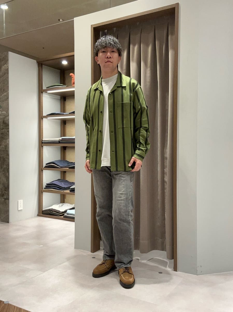 TAKEO KIKUCHIのカラミ ストライプ ジャージー シャツを使ったコーディネートを紹介します。｜Rakuten Fashion(楽天ファッション／旧楽天ブランドアベニュー)4405053