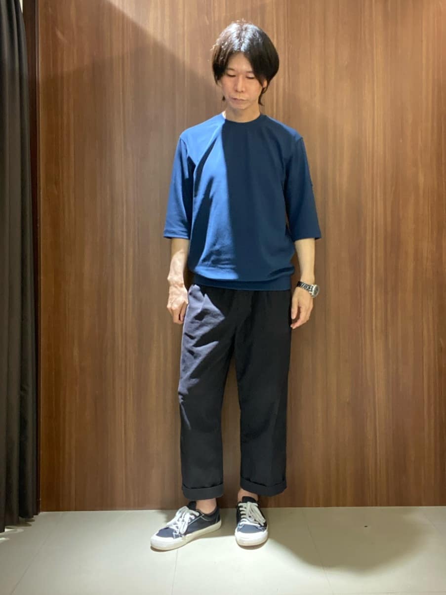 TAKEO KIKUCHIの【接触冷感/Made in JAPAN】七分袖 梨地カットソーを使ったコーディネートを紹介します。｜Rakuten Fashion(楽天ファッション／旧楽天ブランドアベニュー)4417306