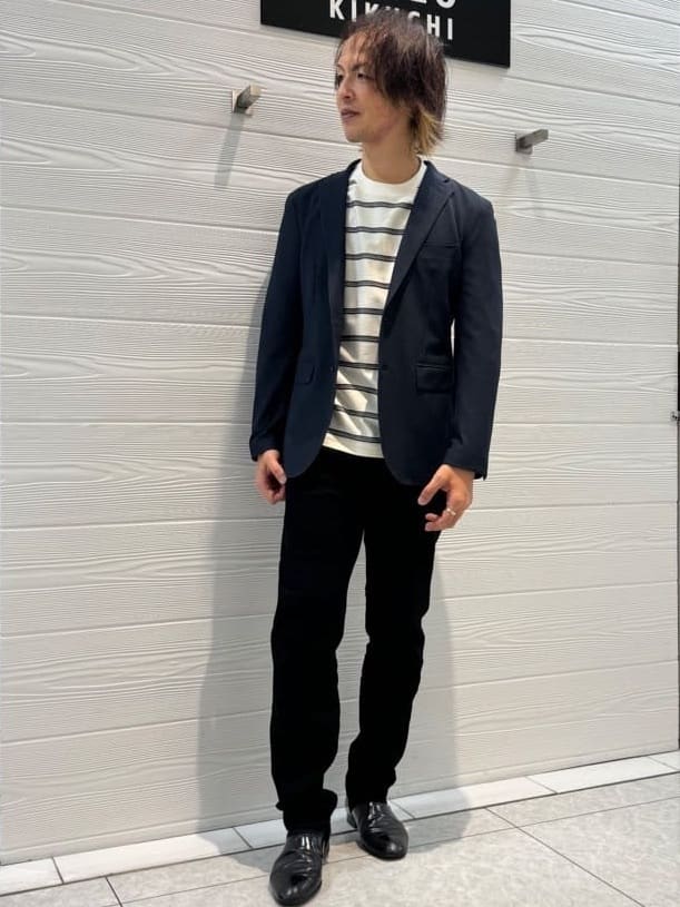 TAKEO KIKUCHIの【7分袖/Made in JAPAN】カラミ ボーダーカットソーを使ったコーディネートを紹介します。｜Rakuten Fashion(楽天ファッション／旧楽天ブランドアベニュー)4430941