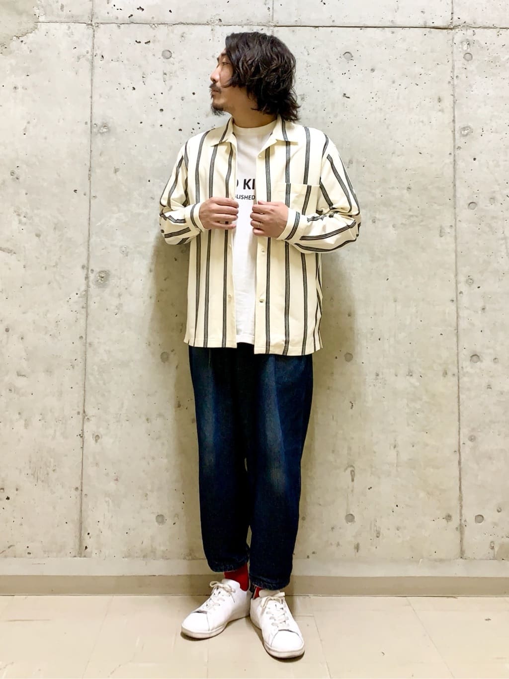TAKEO KIKUCHIのカラミ ストライプ ジャージー シャツを使ったコーディネートを紹介します。｜Rakuten Fashion(楽天ファッション／旧楽天ブランドアベニュー)4475968