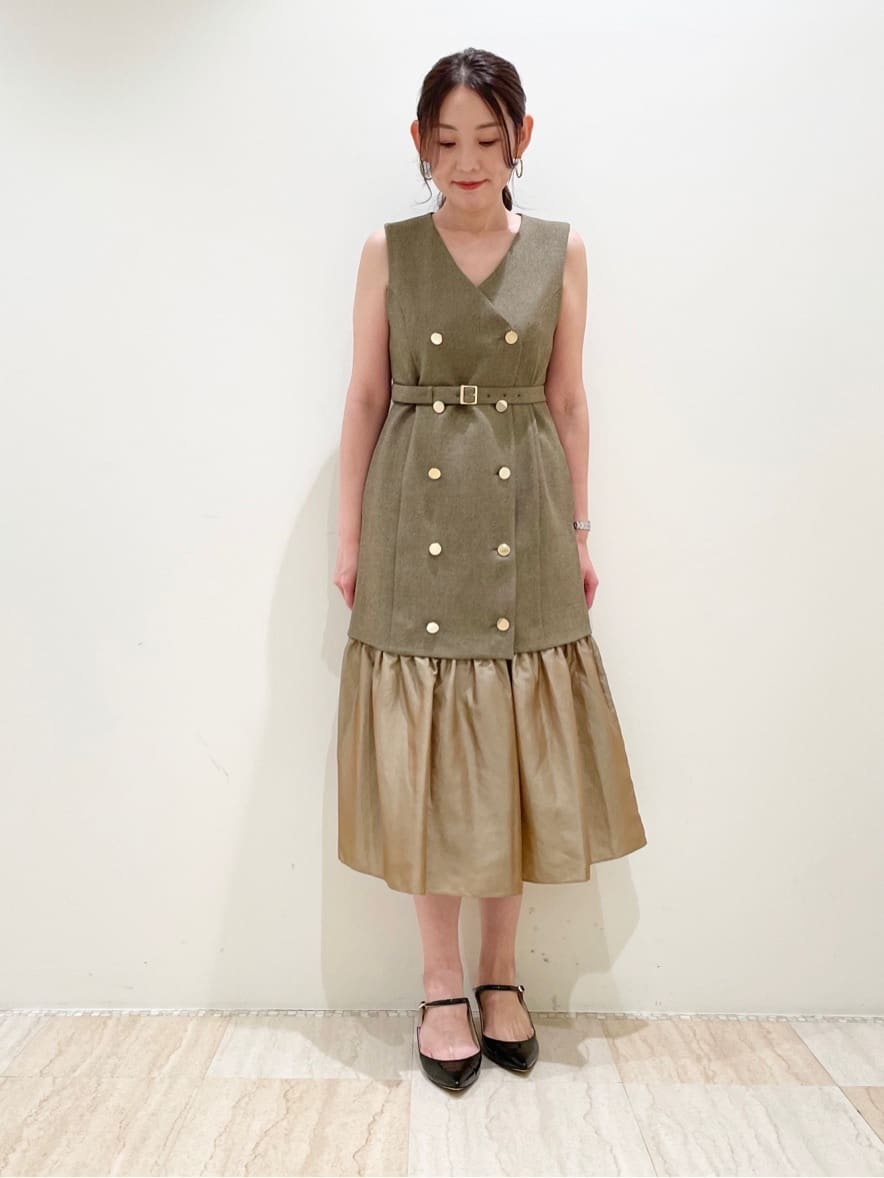 美品　GRACE CONTINENTAL カルゼコンビジレワンピース　キャメル 美品 GRACE CONTINENTAL カルゼコンビジレワンピース キャメル
