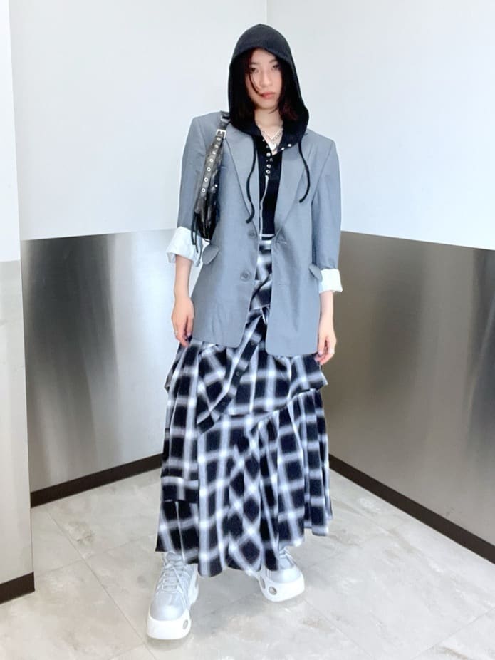 SLYのPLAID LAYERED ロングスカートを使ったコーディネート | Rakuten 