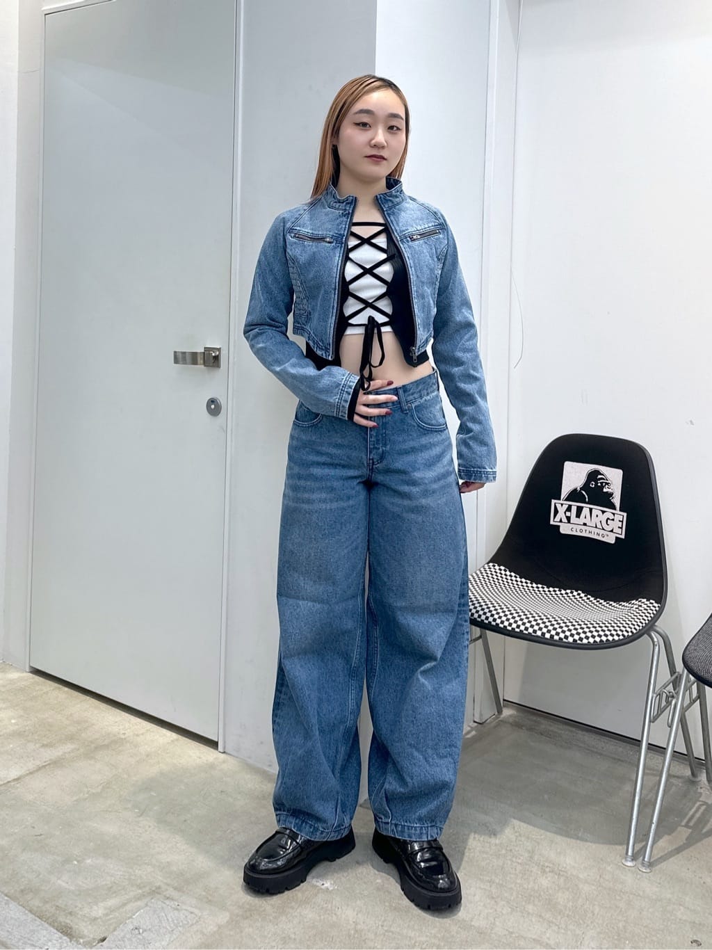 X-girl | ZIP UP STAND COLLAR DENIM JACKET | Rakuten Fashion(楽天