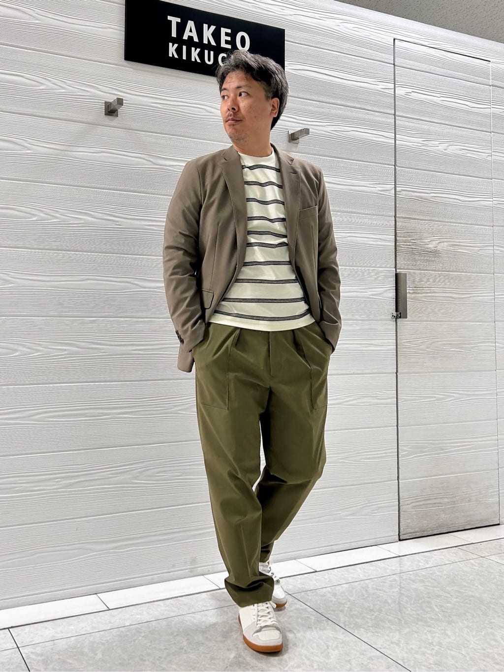 TAKEO KIKUCHIの【7分袖/Made in JAPAN】カラミ ボーダーカットソーを使ったコーディネートを紹介します。｜Rakuten Fashion(楽天ファッション／旧楽天ブランドアベニュー)4507565