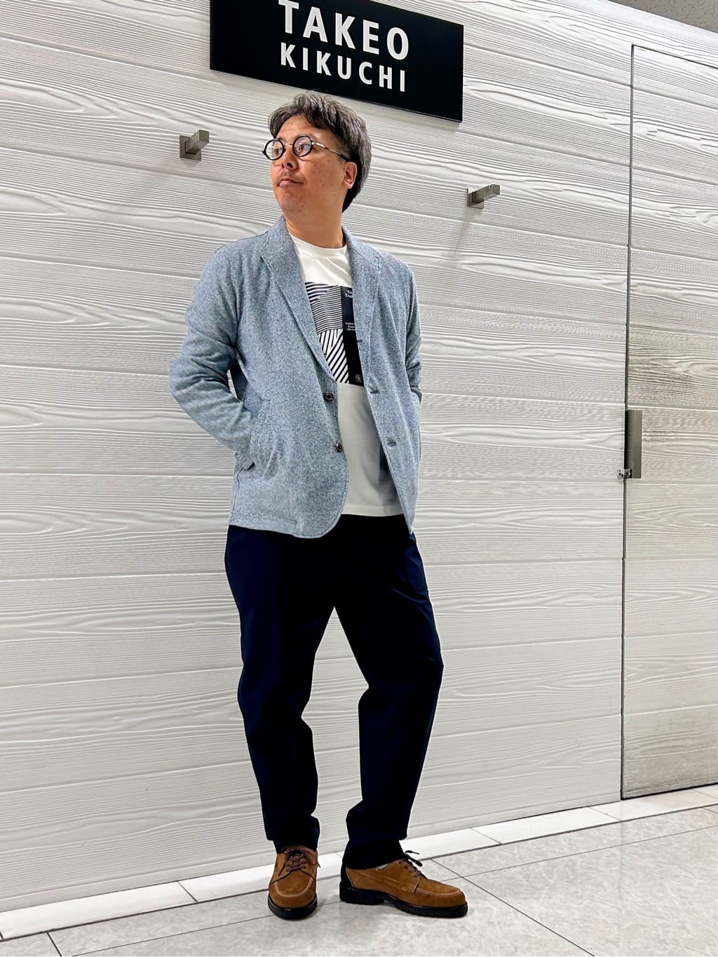 TAKEO KIKUCHIの【軽羽織/日本製】カネマサ メランジ 羽織ジャケットを使ったコーディネートを紹介します。｜Rakuten Fashion(楽天ファッション／旧楽天ブランドアベニュー)4507567