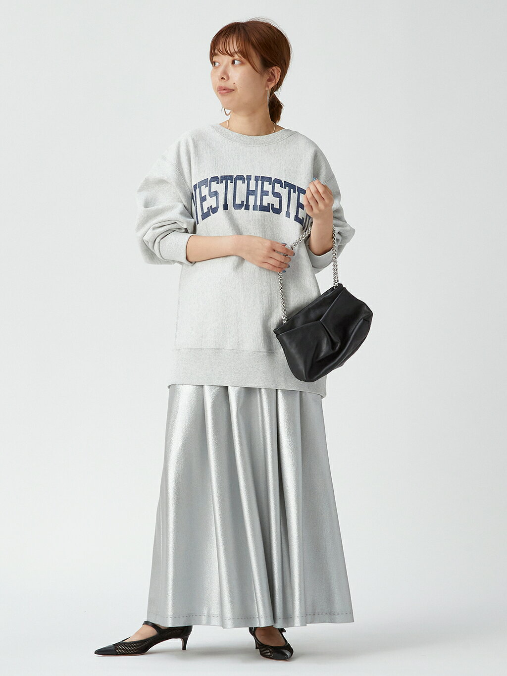 1er Arrondissementのメタリックツイルスカートを使ったコーディネートを紹介します。｜Rakuten Fashion(楽天ファッション／旧楽天ブランドアベニュー)4511405