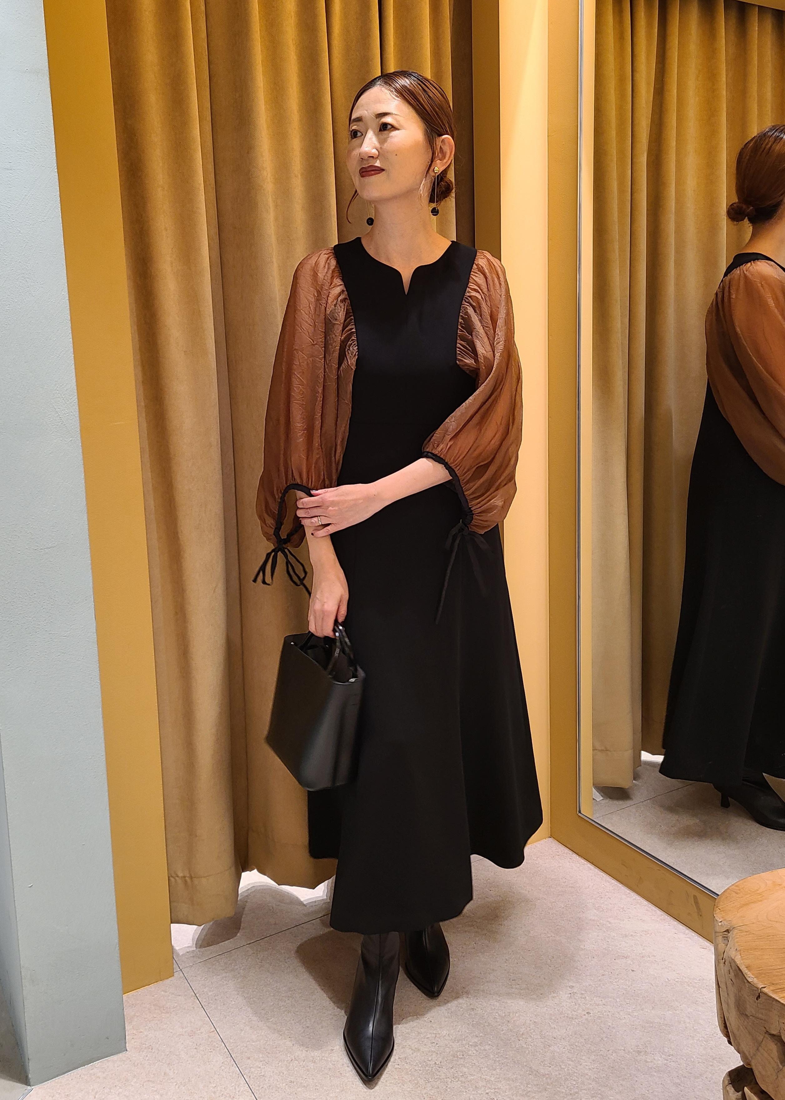 ADAM ET ROPE' シアースリーブコンビドレス