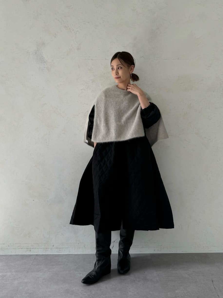 BEARDSLEY ブラック　バルーン袖キルティングフレアーコート ビアズリー BEARDSLEY バルーン袖フレアーコート （black） -靴