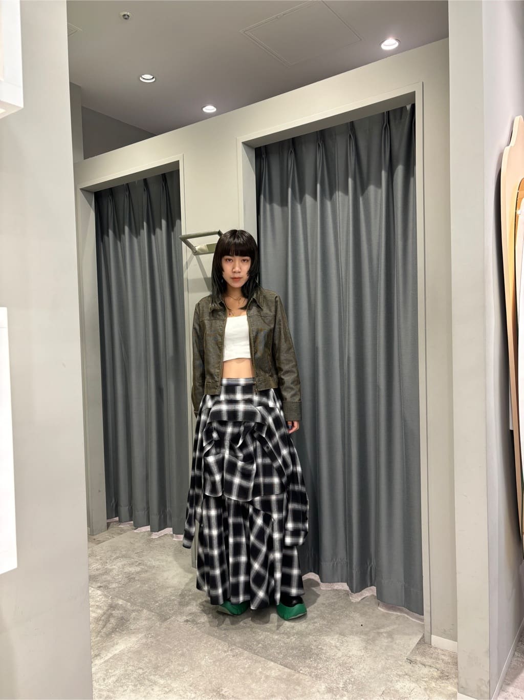SLYのPLAID LAYERED ロングスカートを使ったコーディネート | Rakuten 