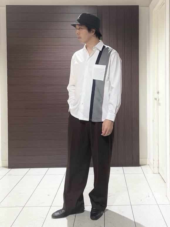 TAKEO KIKUCHIの【バイカラー】バーチカル切替 ジャージシャツを使ったコーディネートを紹介します。｜Rakuten Fashion(楽天ファッション／旧楽天ブランドアベニュー)4549267