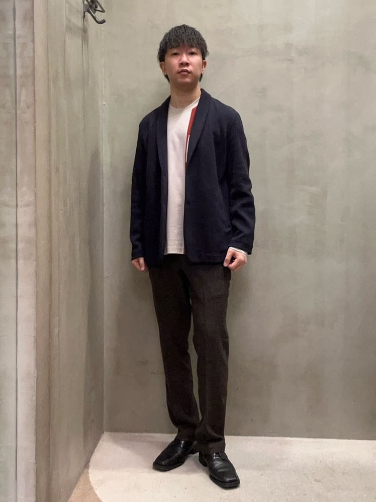 TAKEO KIKUCHIの【尾州織】ショールカラー カーディガン ジャケットを使ったコーディネートを紹介します。｜Rakuten Fashion(楽天ファッション／旧楽天ブランドアベニュー)4553363