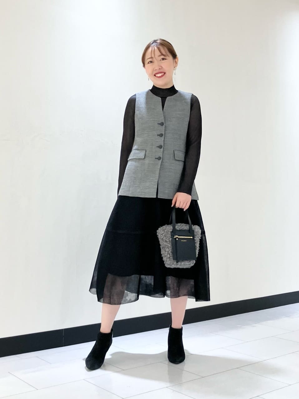 ANAYI | 【セットアップ対応商品】ワッフルツイードペプラムジレ