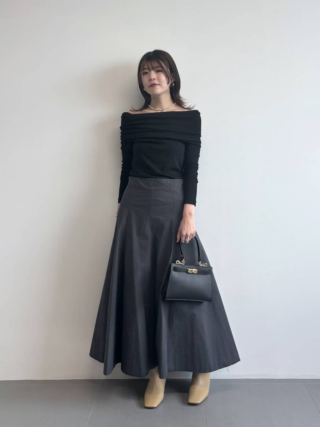 BABYLONE 柳橋唯コラボバックジップフレアスカートブラック36