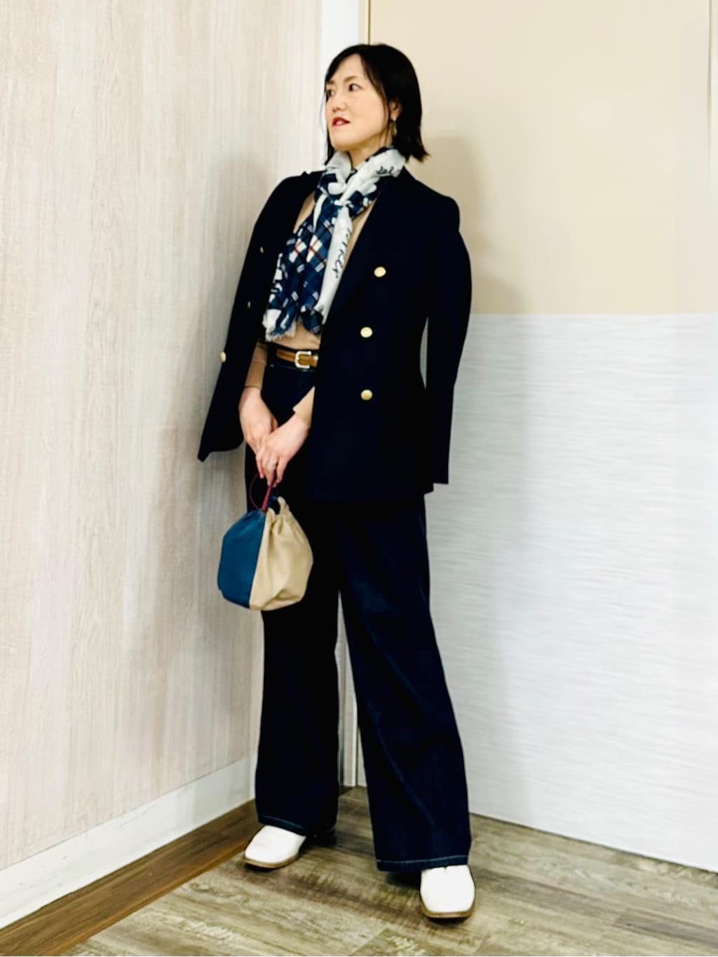 NEWYORKERのウールファインカルゼ ダブルブレストブレザーを使ったコーディネートを紹介します。｜Rakuten Fashion(楽天ファッション／旧楽天ブランドアベニュー)4569141