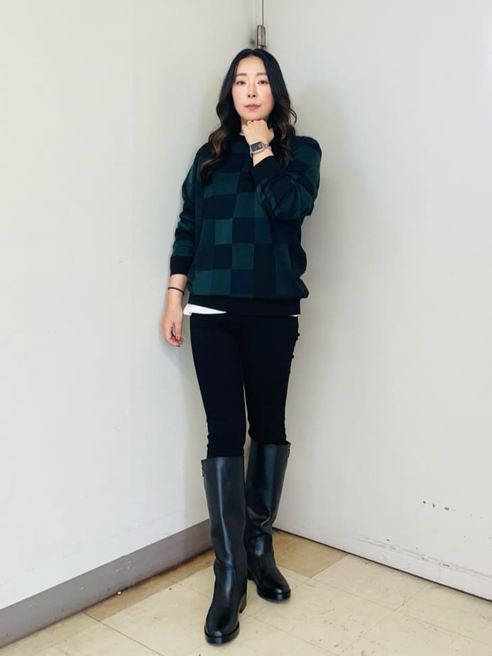 TAKEO KIKUCHIのチェック柄 プルオーバー ニットを使ったコーディネートを紹介します。｜Rakuten Fashion(楽天ファッション／旧楽天ブランドアベニュー)4575292