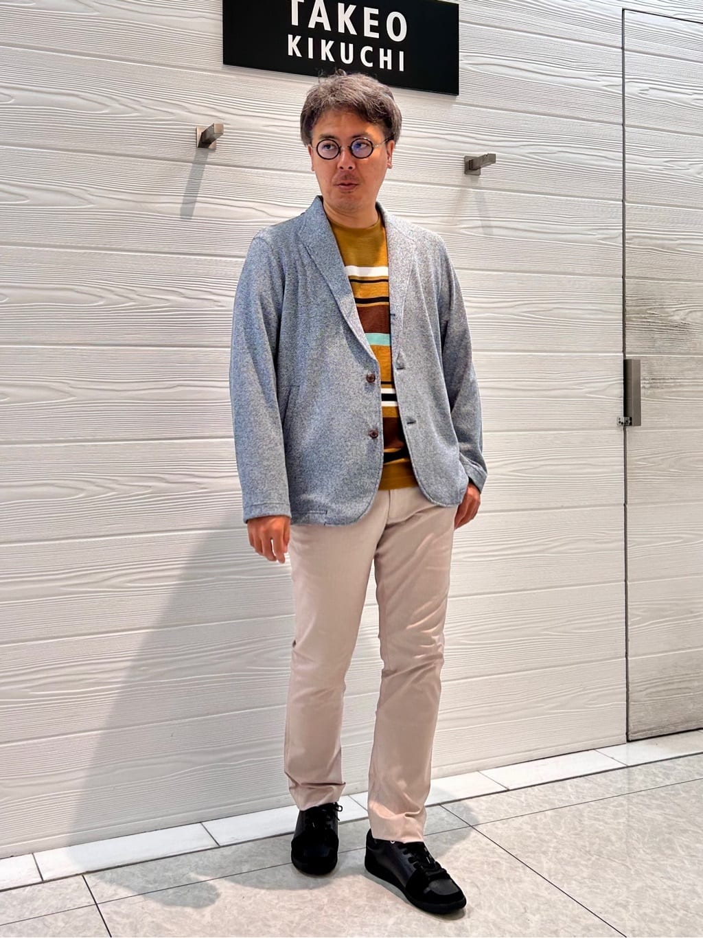 TAKEO KIKUCHIのリップルパネルボーダーカットソーを使ったコーディネートを紹介します。｜Rakuten Fashion(楽天ファッション／旧楽天ブランドアベニュー)4576927