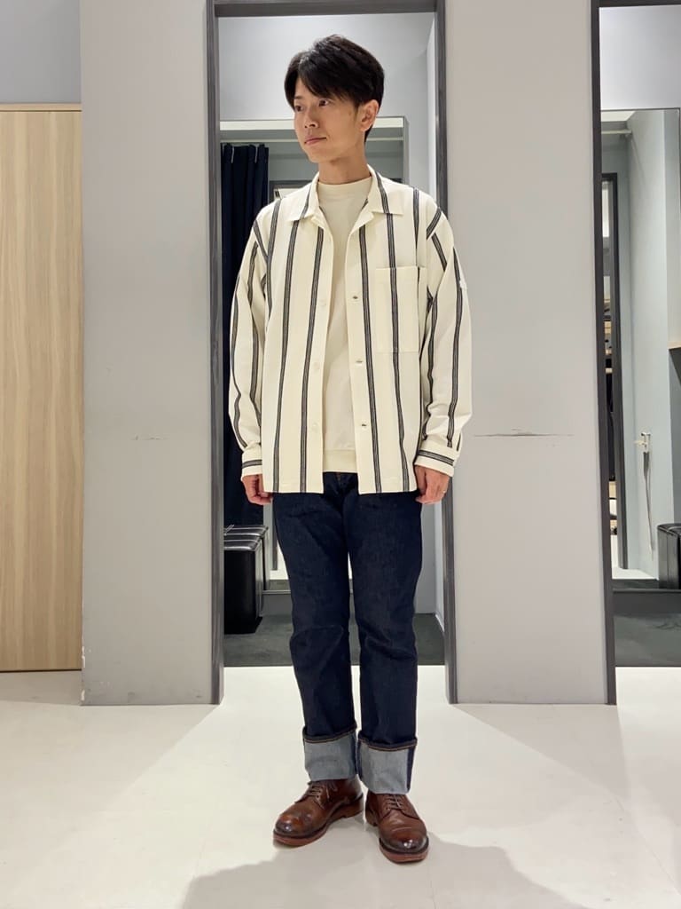 TAKEO KIKUCHIのカラミ ストライプ ジャージー シャツを使ったコーディネートを紹介します。｜Rakuten Fashion(楽天ファッション／旧楽天ブランドアベニュー)4579590