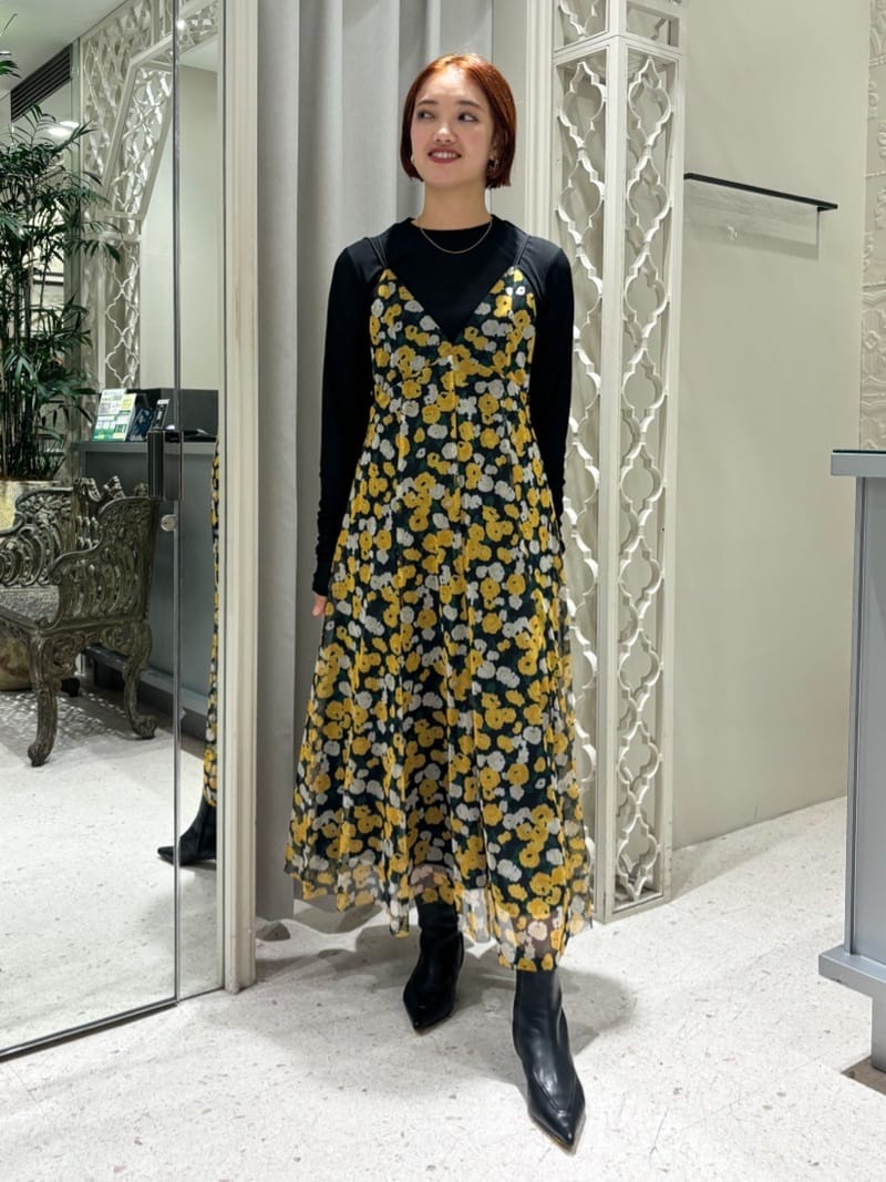 GRACE CONTINENTALのフラワーチュールプリントキャミワンピース