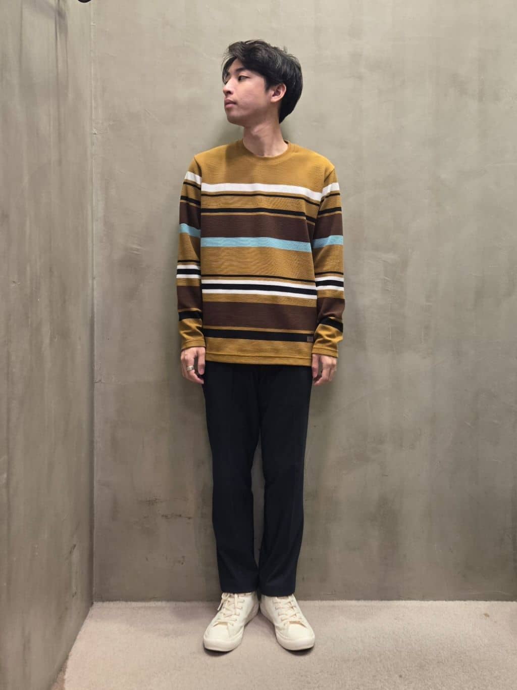 TAKEO KIKUCHIのリップルパネルボーダーカットソーを使ったコーディネートを紹介します。｜Rakuten Fashion(楽天ファッション／旧楽天ブランドアベニュー)4586493