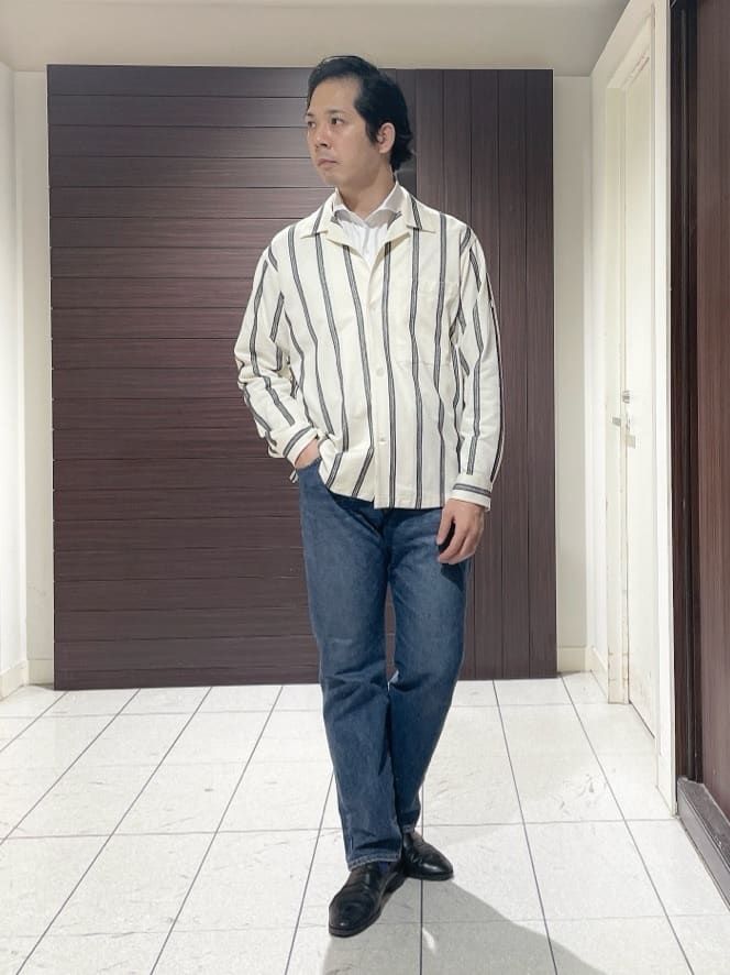 TAKEO KIKUCHIのカラミ ストライプ ジャージー シャツを使ったコーディネートを紹介します。｜Rakuten Fashion(楽天ファッション／旧楽天ブランドアベニュー)4605117