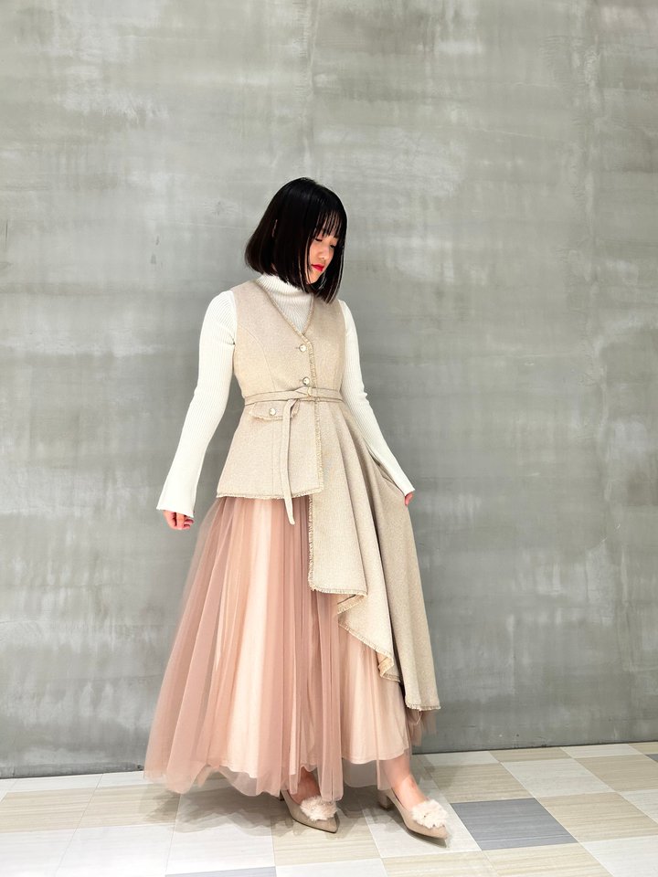 RANDA チュールレイヤードジャケットワンピース