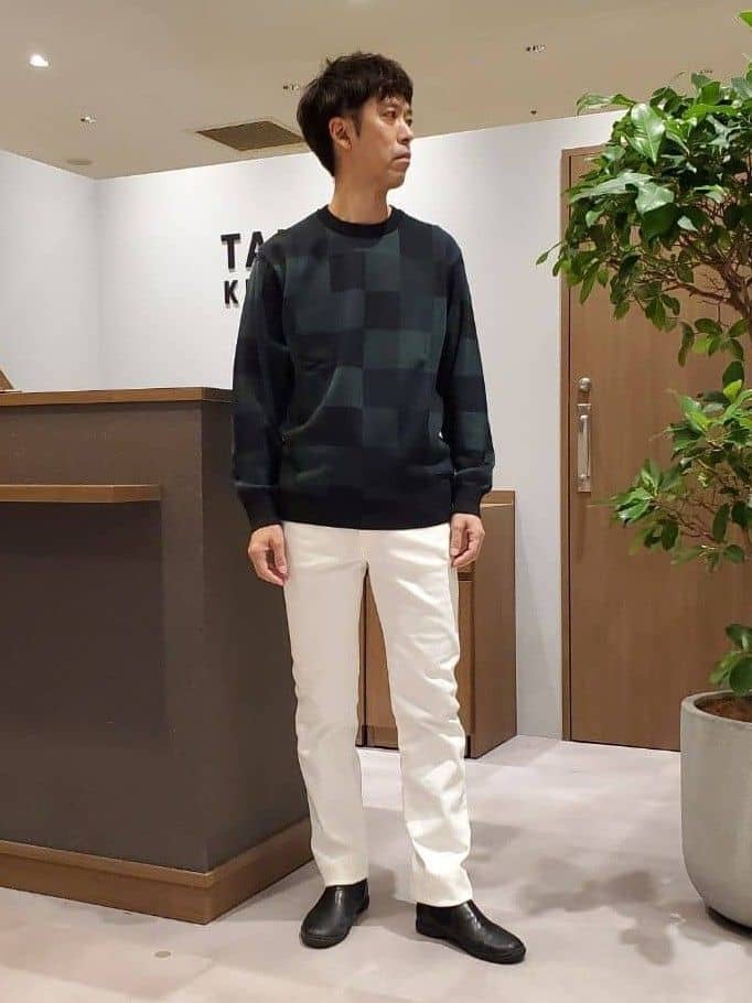 TAKEO KIKUCHIのチェック柄 プルオーバー ニットを使ったコーディネートを紹介します。｜Rakuten Fashion(楽天ファッション／旧楽天ブランドアベニュー)4654249