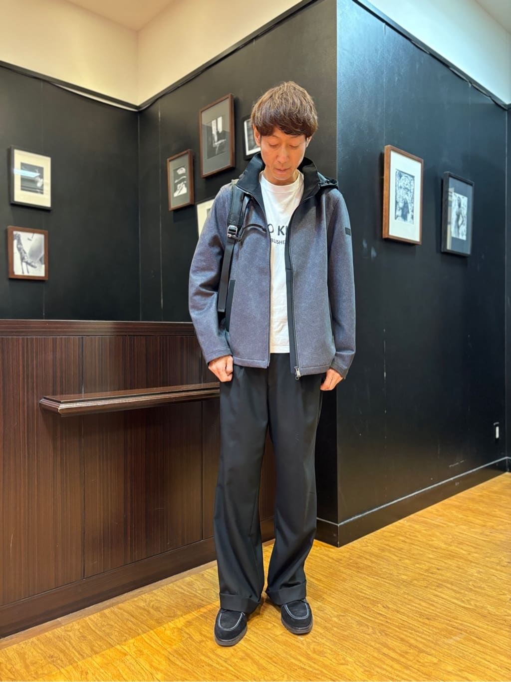 TAKEO KIKUCHIの【DOWN FABRIC】ダウンファブリック フード ZIP UP ブルゾンを使ったコーディネートを紹介します。｜Rakuten Fashion(楽天ファッション／旧楽天ブランドアベニュー)4685532