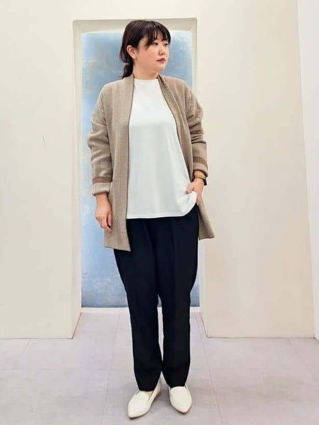 groveのヘリンボーンジャカード着流しコーディガンを使ったコーディネートを紹介します。｜Rakuten Fashion(楽天ファッション／旧楽天ブランドアベニュー)4695161