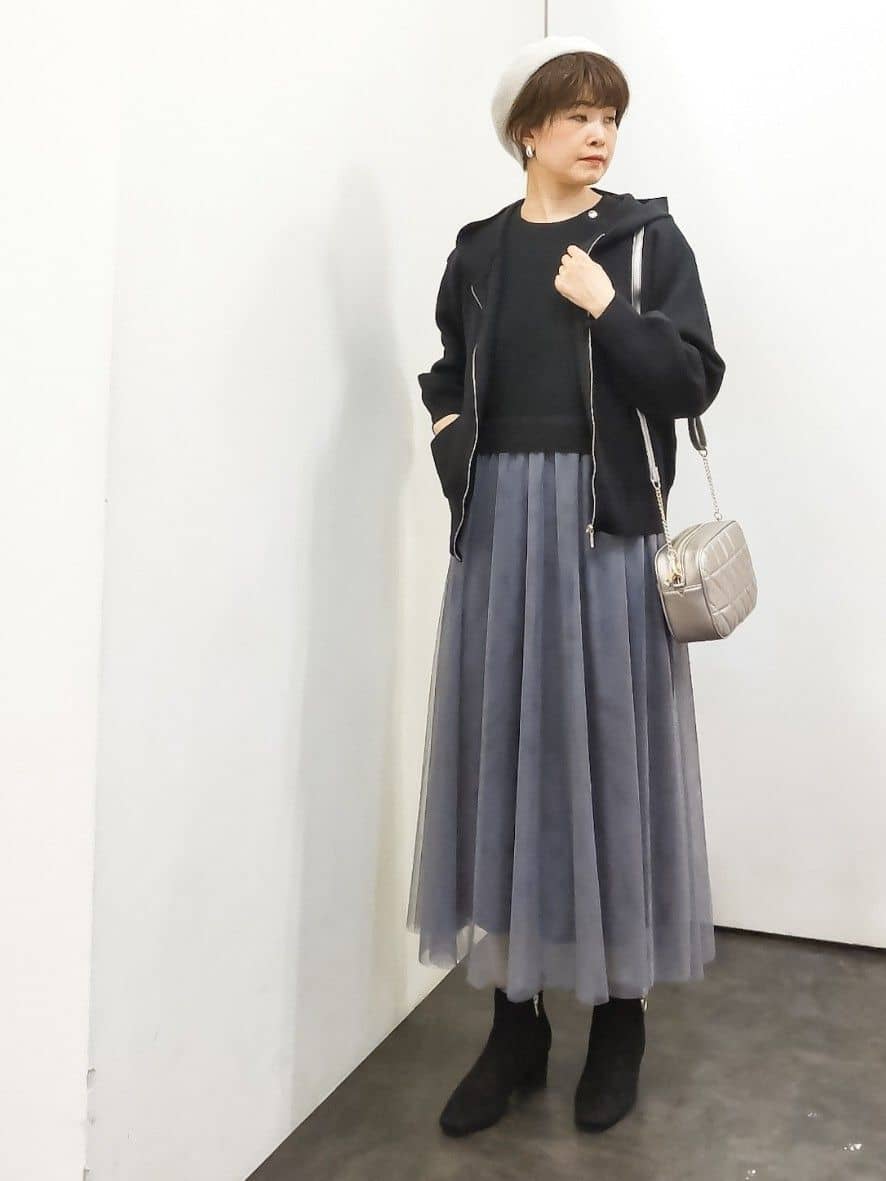 groveのニットジャカードジップフードパーカを使ったコーディネートを紹介します。｜Rakuten Fashion(楽天ファッション／旧楽天ブランドアベニュー)4708994