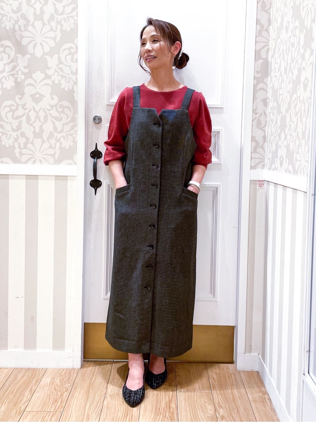 groveの毛玉軽減ボートネックプルオーバーを使ったコーディネートを紹介します。｜Rakuten Fashion(楽天ファッション／旧楽天ブランドアベニュー)4720665