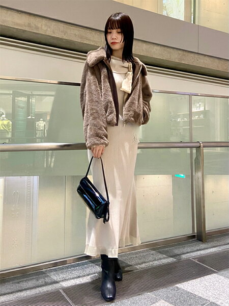 FRAY I.D オフショルリボンリブニットワンピース