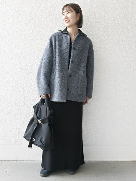 SHIPS | シャギー ノーカラー コクーン コート | Rakuten Fashion(楽天