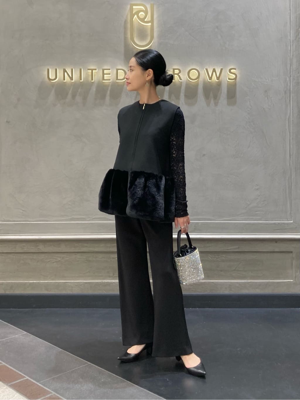 UNITED ARROWS フェイク ファー コンビ ベスト ユナイテッドアローズ