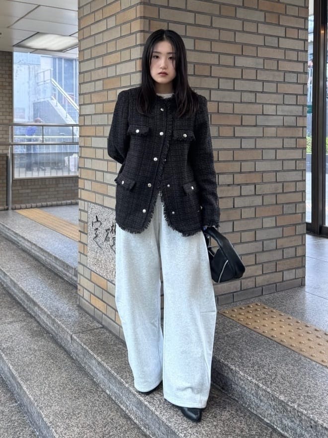 moussyのVELOUR ツイード ジャケットを使ったコーディネート | Rakuten 