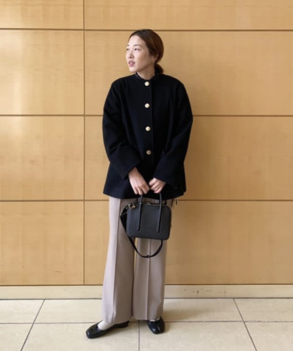 Demi-Luxe BEAMS／ソフトメルトン ノーカラーコート Demi-Luxe BEAMS（デミルクス ビームス）ソフトメルトン ステン