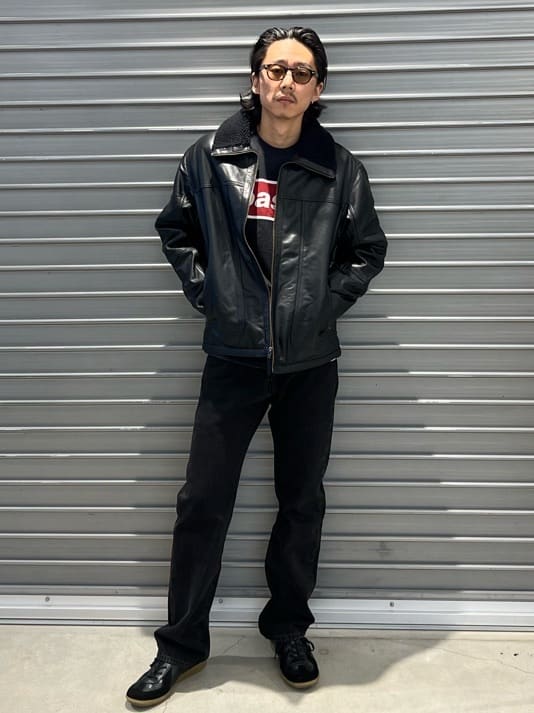 Levi's レザーシェルパジャケット ブラック