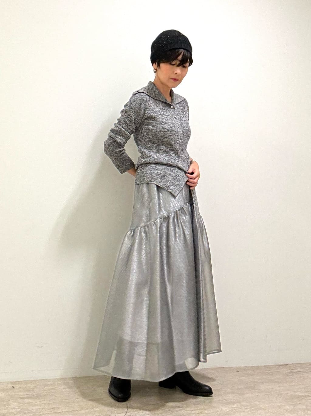 ユナイテッドアローズ 2024AW スケルトン シャインジャカードスカート