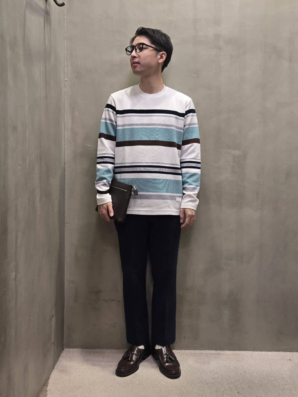 TAKEO KIKUCHIのリップルパネルボーダーカットソーを使ったコーディネートを紹介します。｜Rakuten Fashion(楽天ファッション／旧楽天ブランドアベニュー)4810907